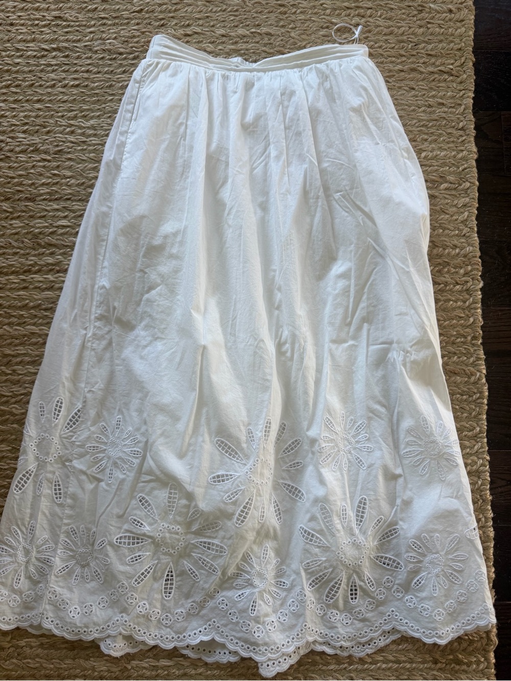 J.McLaughlin White Embroidered Eyelet Maxi Skirt